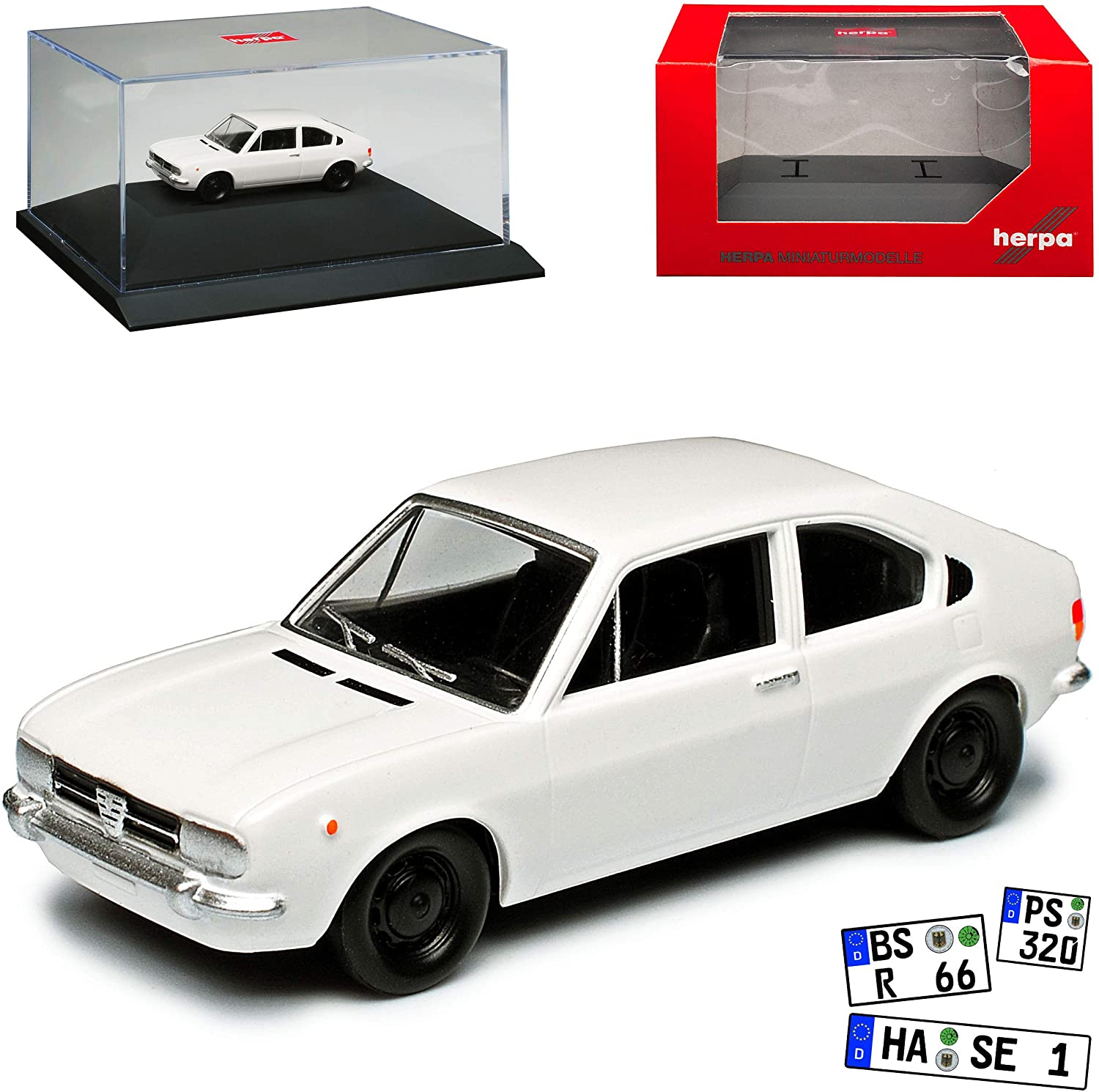 Herpa Alfa Romeo Alfa Romeo Alfasud Coupe White 1972-1983 With Base And Display Case H0 1/87
