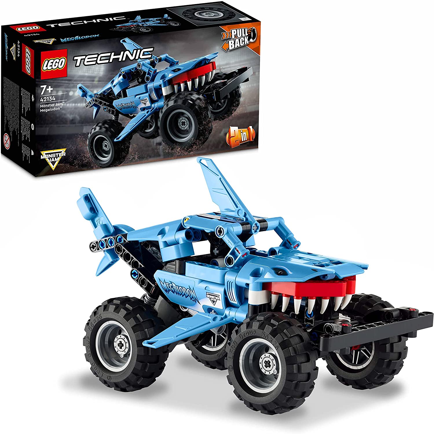 LEGO 42134 Technic Monster Jam Megalodon, Spielzeugauto ab 7 Jahren, Hai-Mo