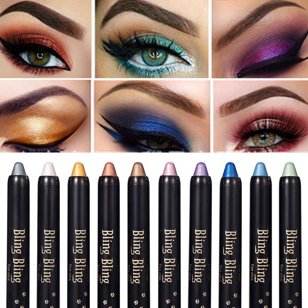 Nuonove Glitter Eyeshadow Palette, Colourful, Eyeshadow Pens, Waterproof, Long-Lasting Cosmetic Make-up 10 Colours
