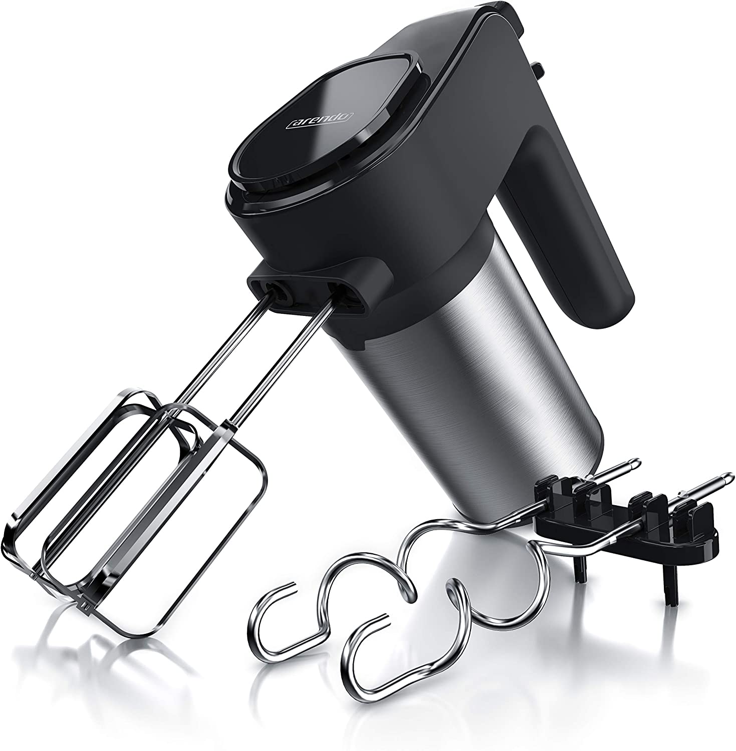 Arendo - Stainless steel hand mixer 400 W - electric hand mixer with 7 speeds including turbo function - electric purée rod - mixer set