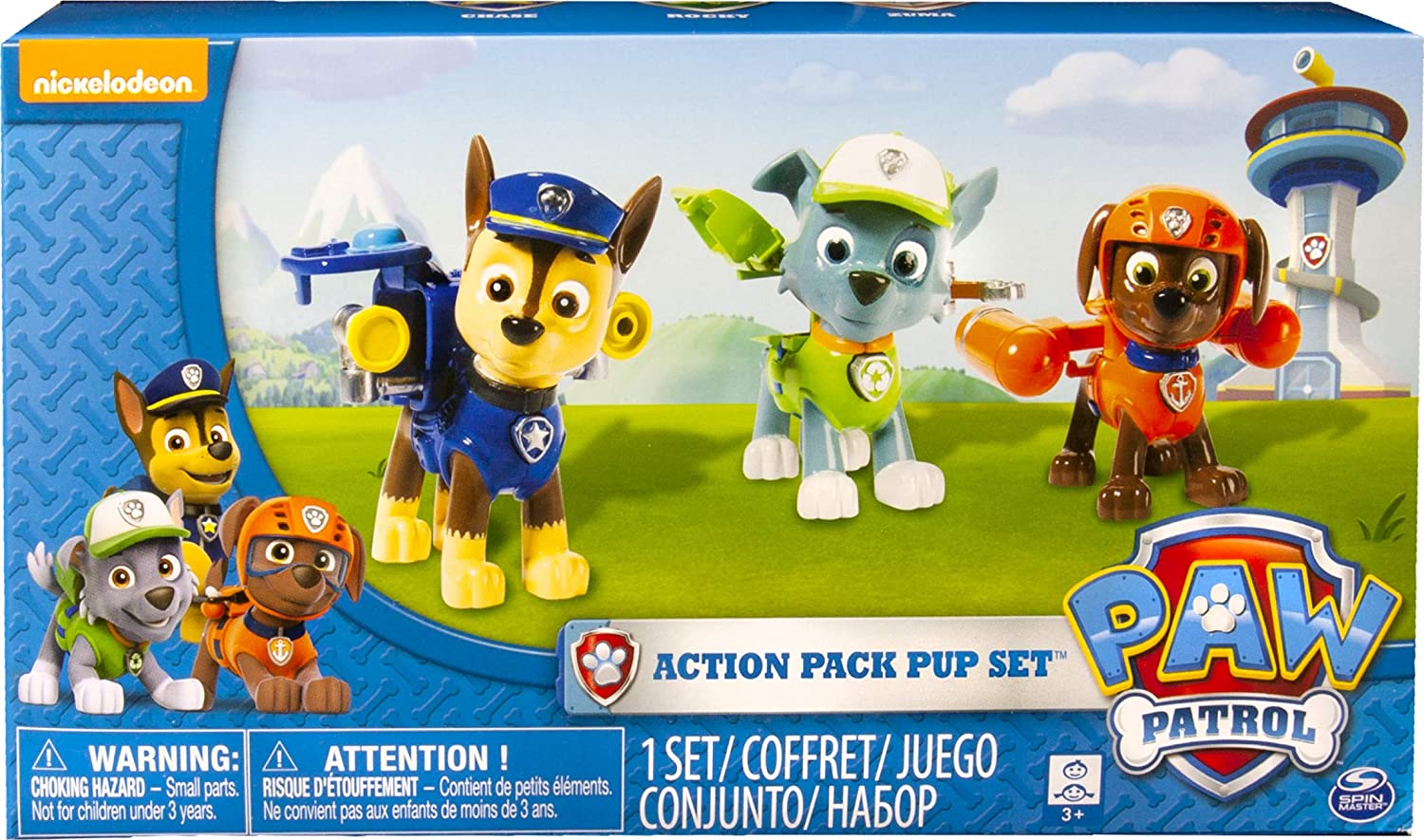 Paw Patrol 6024061 - Action Pack Pup Figures Set Of 3 - Version 2 (Chase, R