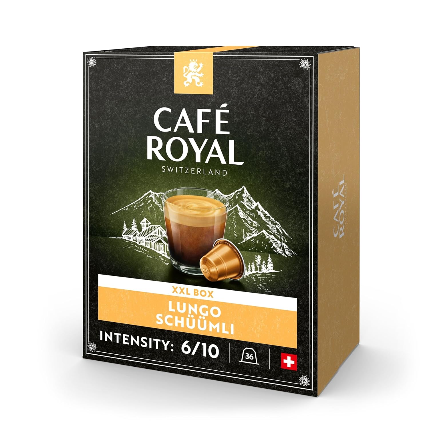 Café Royal Lungo Schüümli 36 Capsules for Nespresso Coffee Machine - 6/10 Intensity - UTZ Certified Aluminum Coffee Capsules