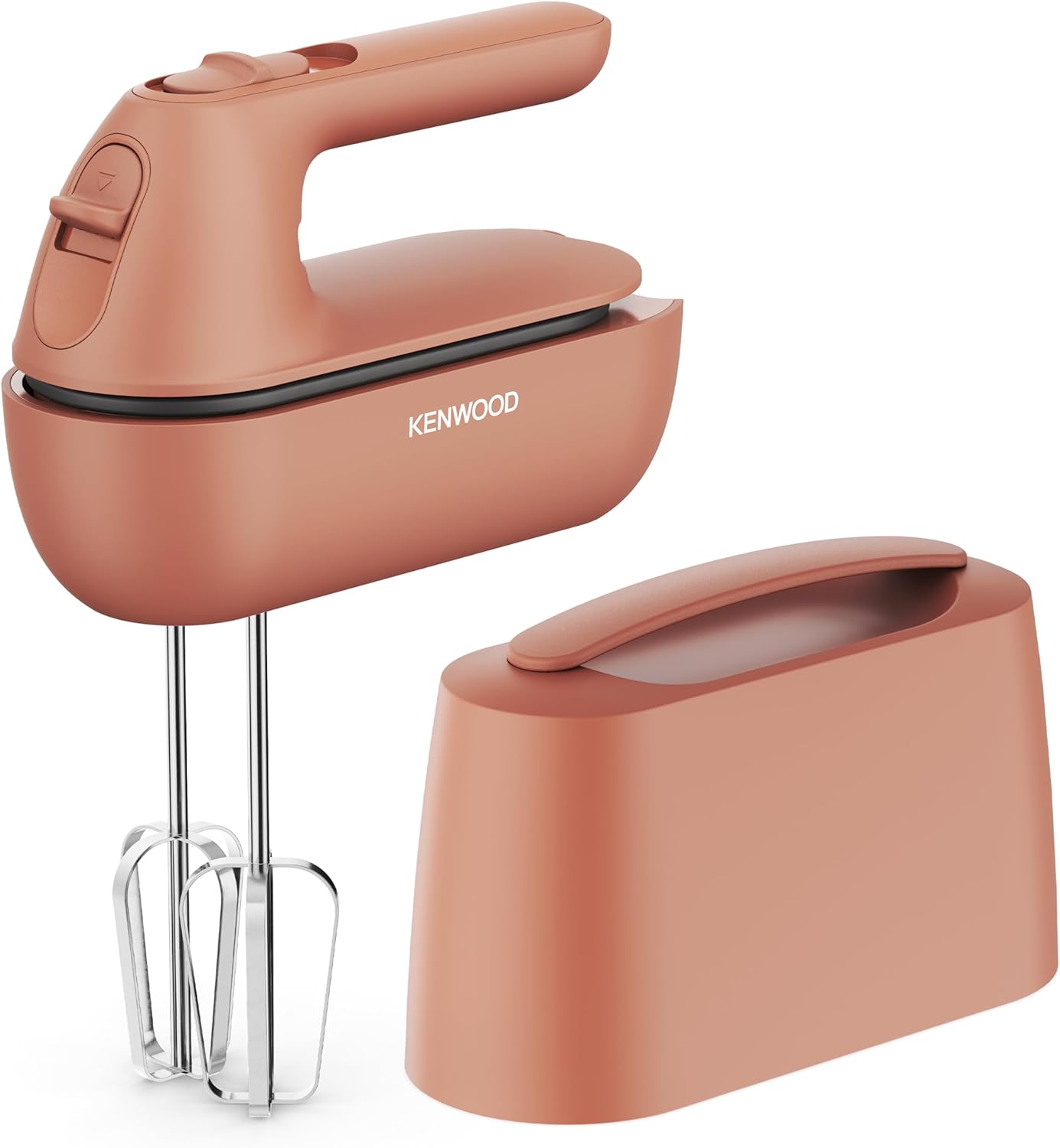 Kenwood QuickMix Go HMP40.000RD Hand Mixer Portable Thanks to Integrated Case, Includes Stainless Steel Whisk and Dough Hook, Measuring Spoon, 350 W, Red
