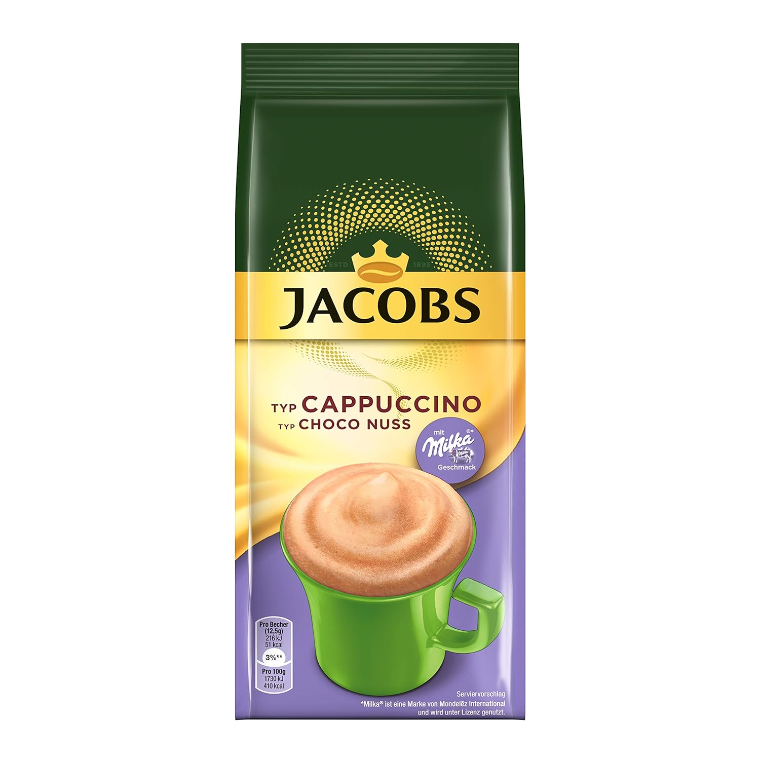 Jacobs Cappuccino Choco Nut, 500 g Coffee Specialties in Refill Bag