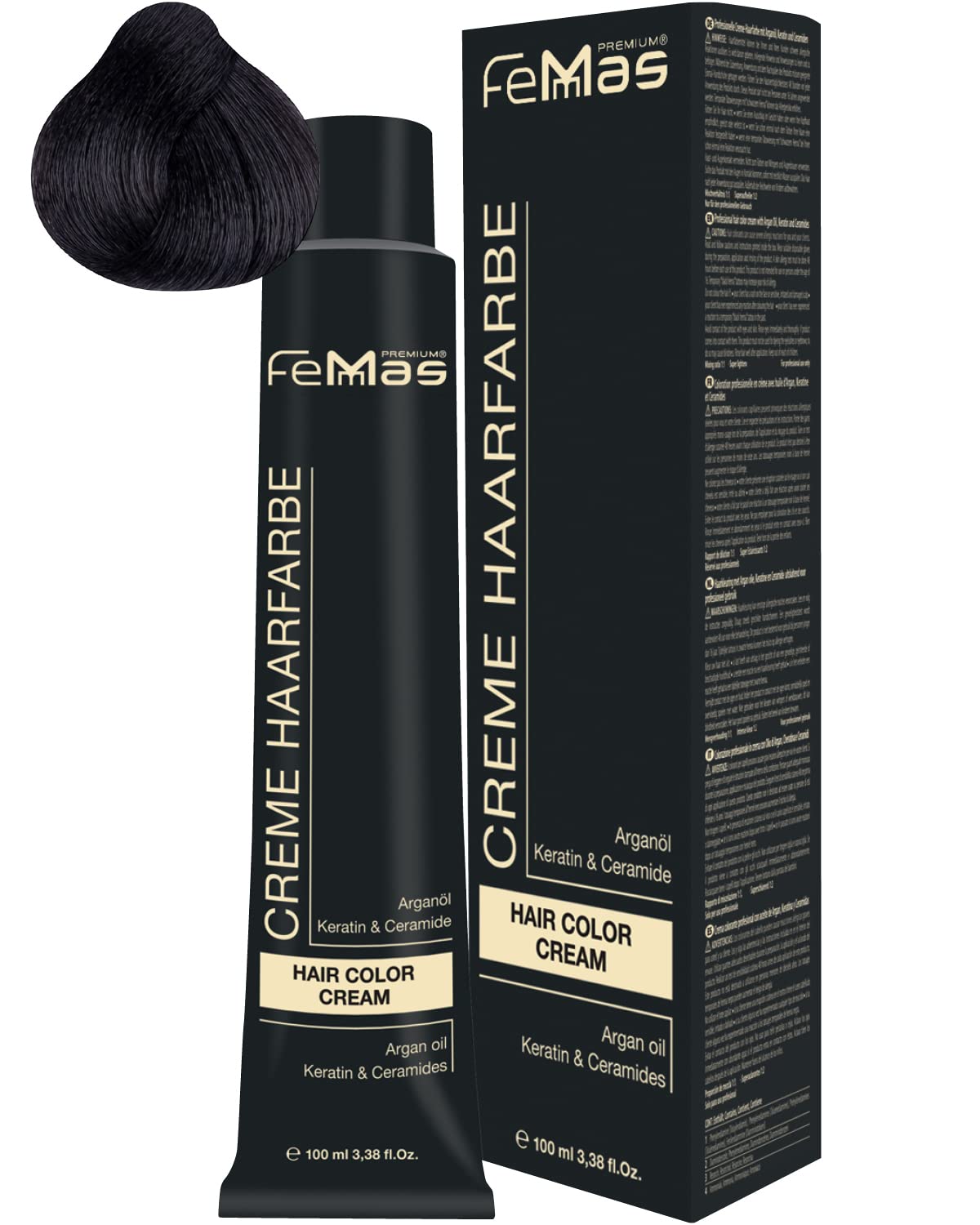 Femmas Hair Colour Cream, 100 ml Hair Colour with Argan Oil, Keratin & Ceramide (Dark Brown Intensive 3.0), ‎dark 3.0