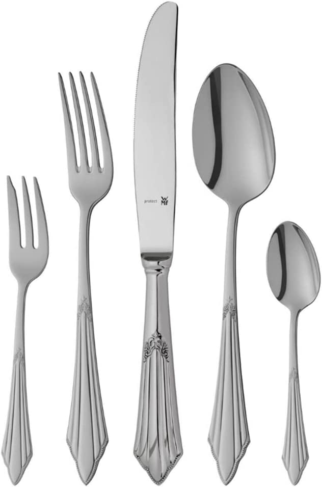 WMF Fan cutlery set for 6 people, 30 pieces, set knife blade, Cromargan protect polished stainless steel, shiny, scratch-resistant, dishwasher-safe