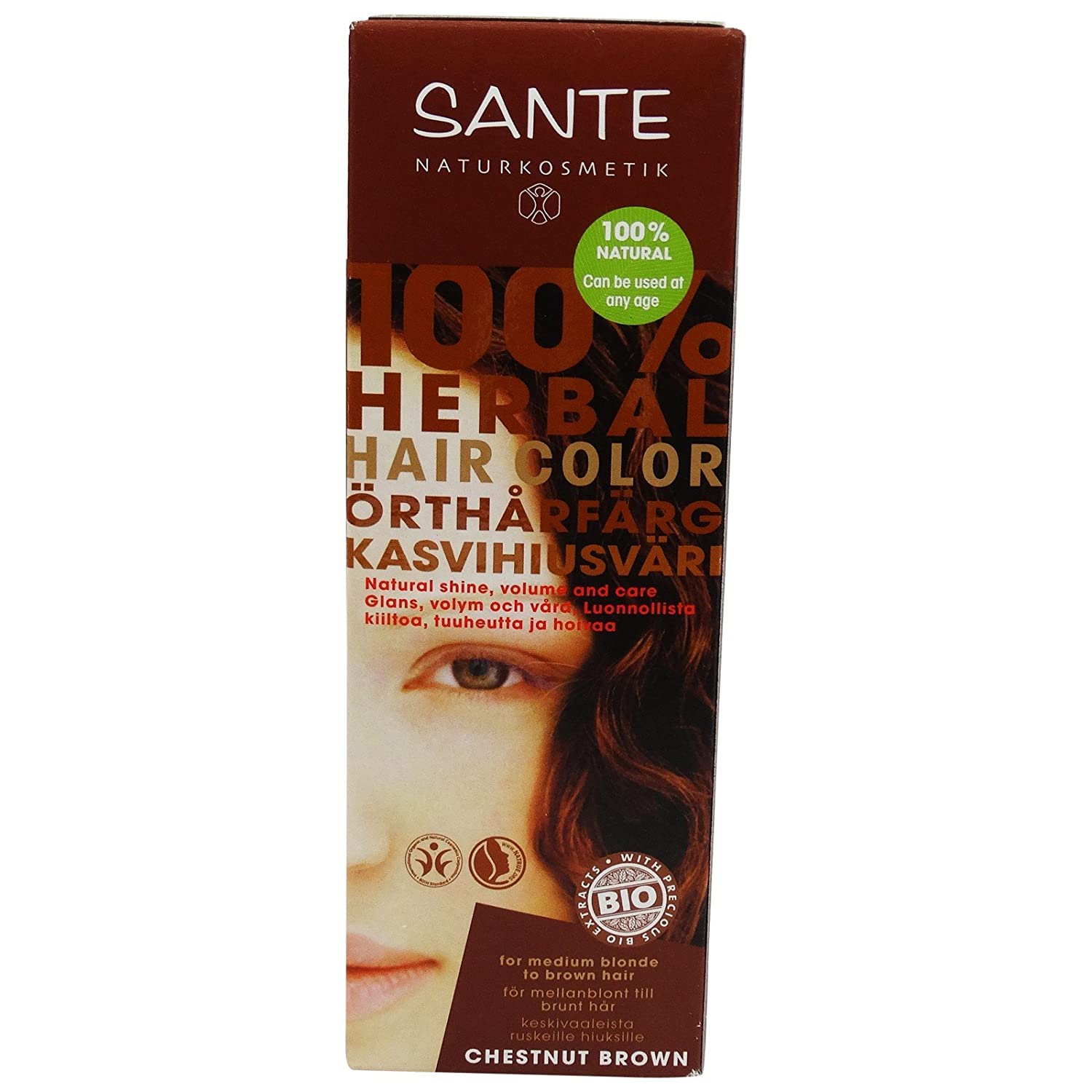 shop bio yumi Sante Herbal Hair Color – Chestnut Brown – Peroxide Free & Ammonia – Free from Artificial Colours – Vegan, ‎braun
