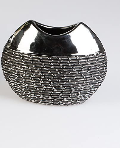 Modern Decoration Vase Flower Vase Black Rope Ceramic Black Height 21 cm Width 17 cm