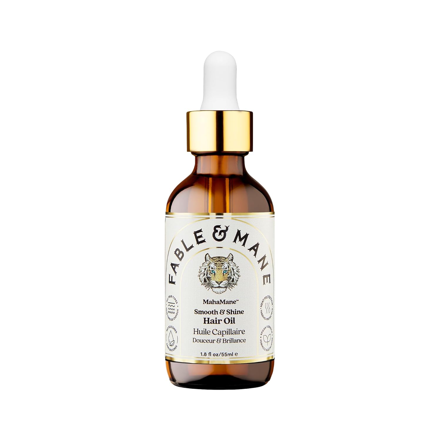 Fable and Mane MahaMane Smooth & Shine Hair Oil, Heat Protection for Dry Damaged Hair, Smoothing Hair Serum, Anti Frizz Hair Products - Genuine Hair Oil. 55 ml