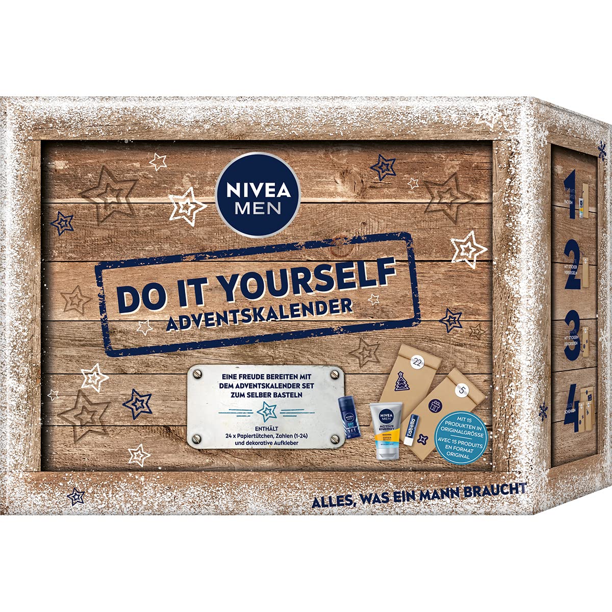 NIVEA MEN Advent Calendar 2021 for 24 Unique Pampering Moments, Christmas Calendar with Selected Care Products & Accessories, Care Set for the Advent Season