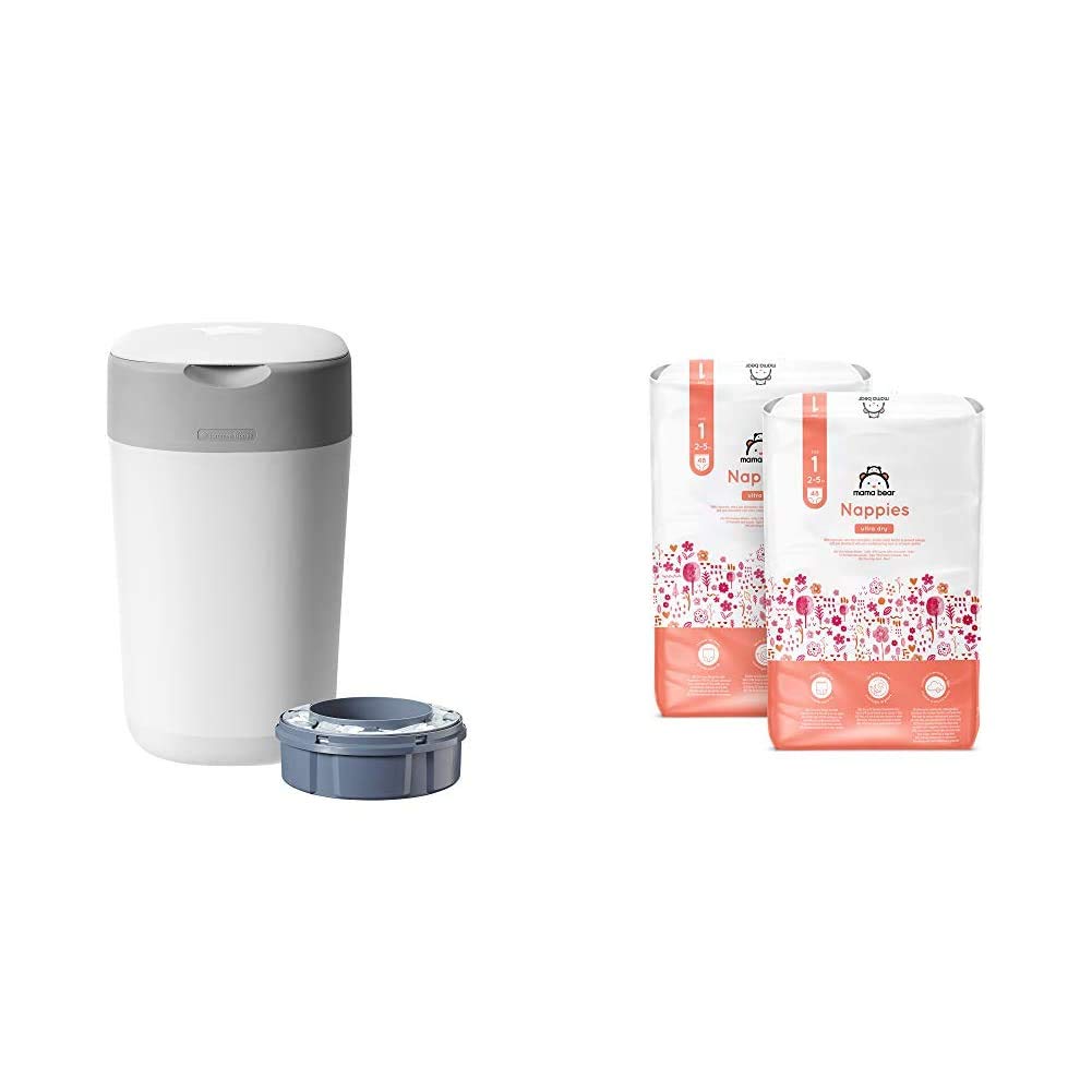 Tommee Tippee Twist & Click Sangenic Tec, holds up to 30 nappies, odour-proof nappy disposal system, guaranteed protection against germs, includes 1x refill cassette White