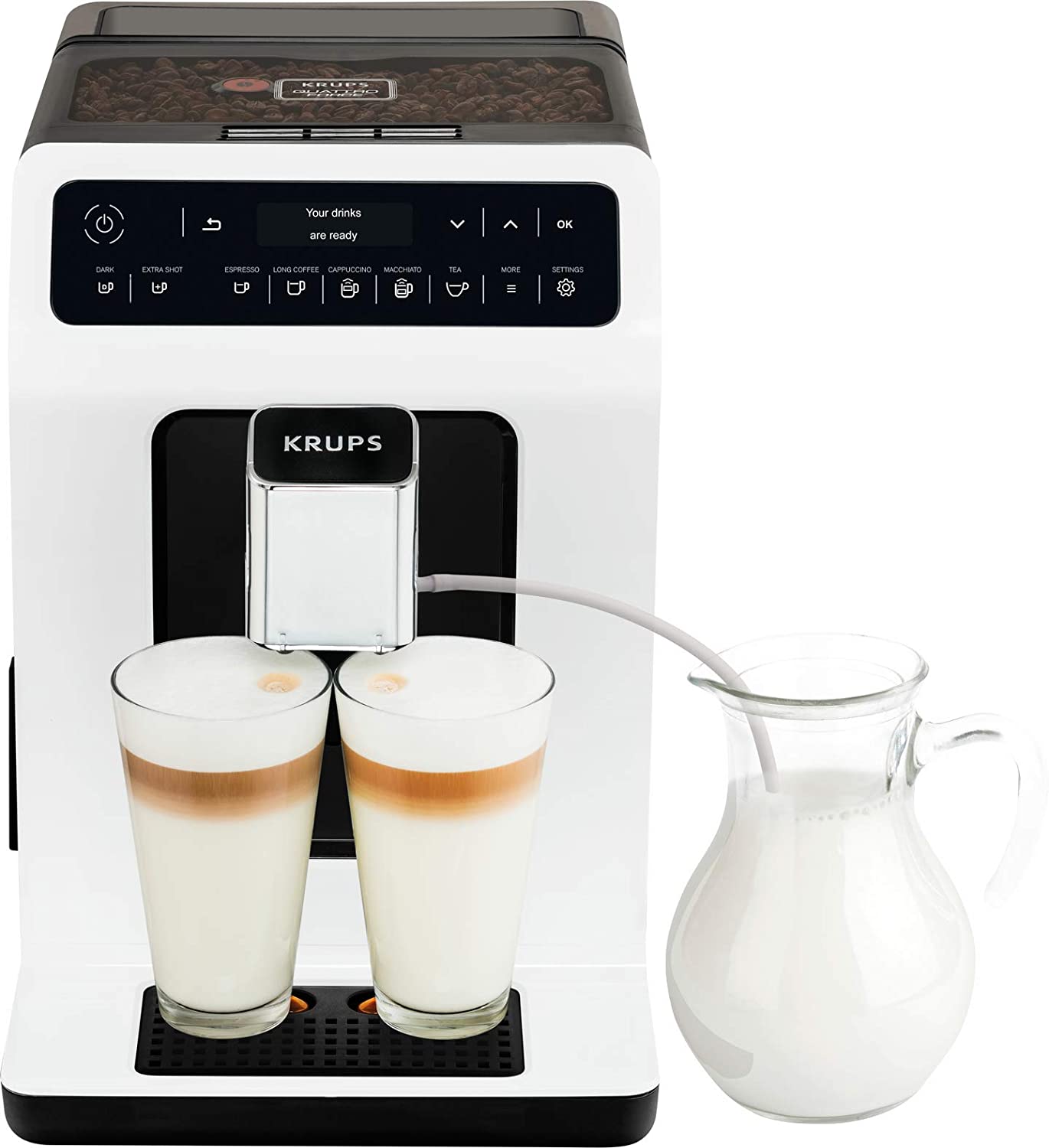 Krups ea8901 Freestanding Fully Automatic Machine Espresso 2.3 L 2 Cups White - Espresso Machine (Freestanding, Machine, 2.3 L, Coffee Grinder, 1450 W, White)