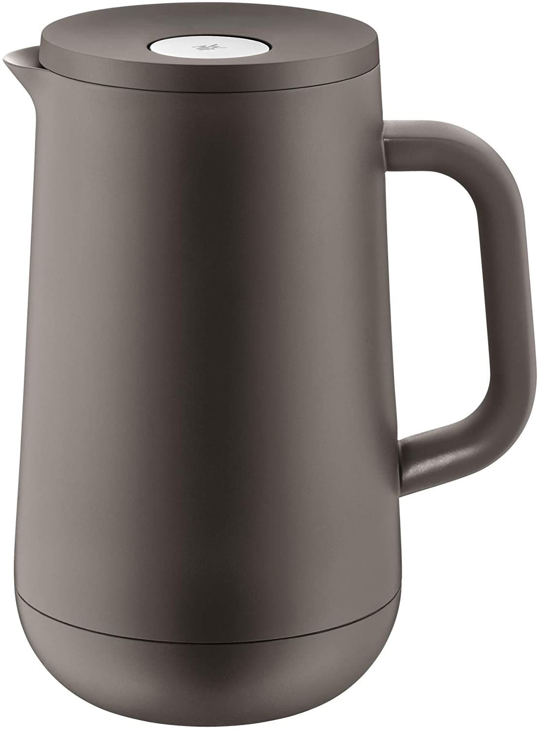 WMF Impulse thermos jug 1l, vacuum jug for tea or coffee, pressure lock, keeps drinks cold & warm for 24 hours, light brown