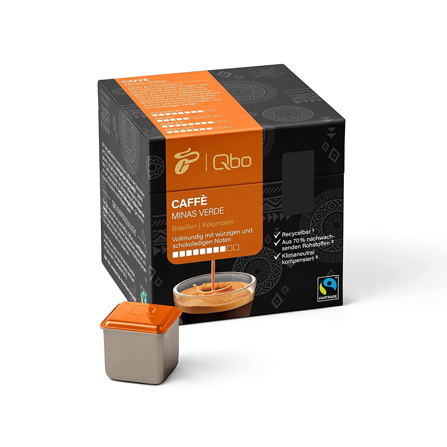 Tchibo Qbo Caffè Minas Verde Premium Kaffeekapseln, 27 Stück (Caffè, Intensität 8/10, vollmundig und würzig), nachhaltig, aus 70% nachwachsenden Rohstoffen & klimaneutral kompensiert