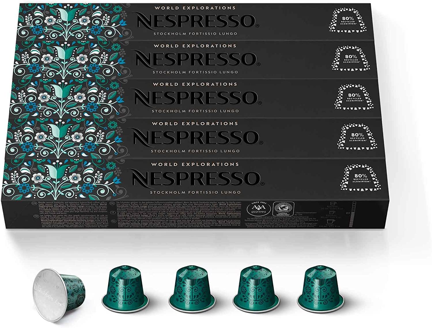 NESPRESSO ORIGINAL Stockholm Lungo, Dunkle Röstung, Kompatibel mit ORIGINAL Kaffeemaschinen, Kapsel Set aus 50 Kaffeekapseln