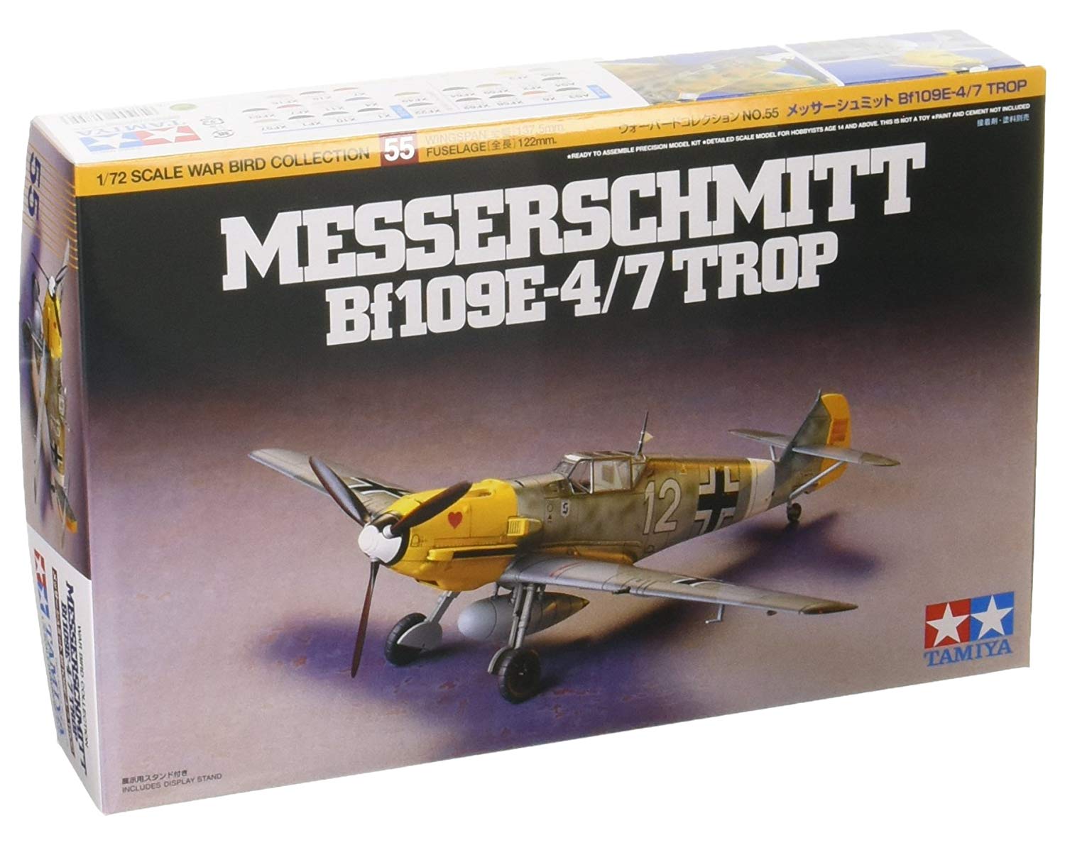 300060755 Tamiya 1: 72 Me Bf 109E 4/7 Arip, Plane
