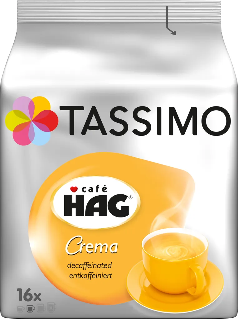 Tassimo Café Hag Crema decaffeinated | 16 T-Discs, coffee capsules