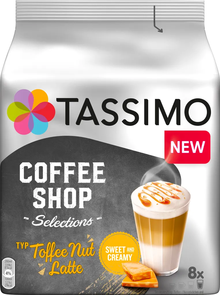 Tassimo Coffee Shop Selections "Toffee Nut Latte" | 8 T-Discs, Coffee Capsules