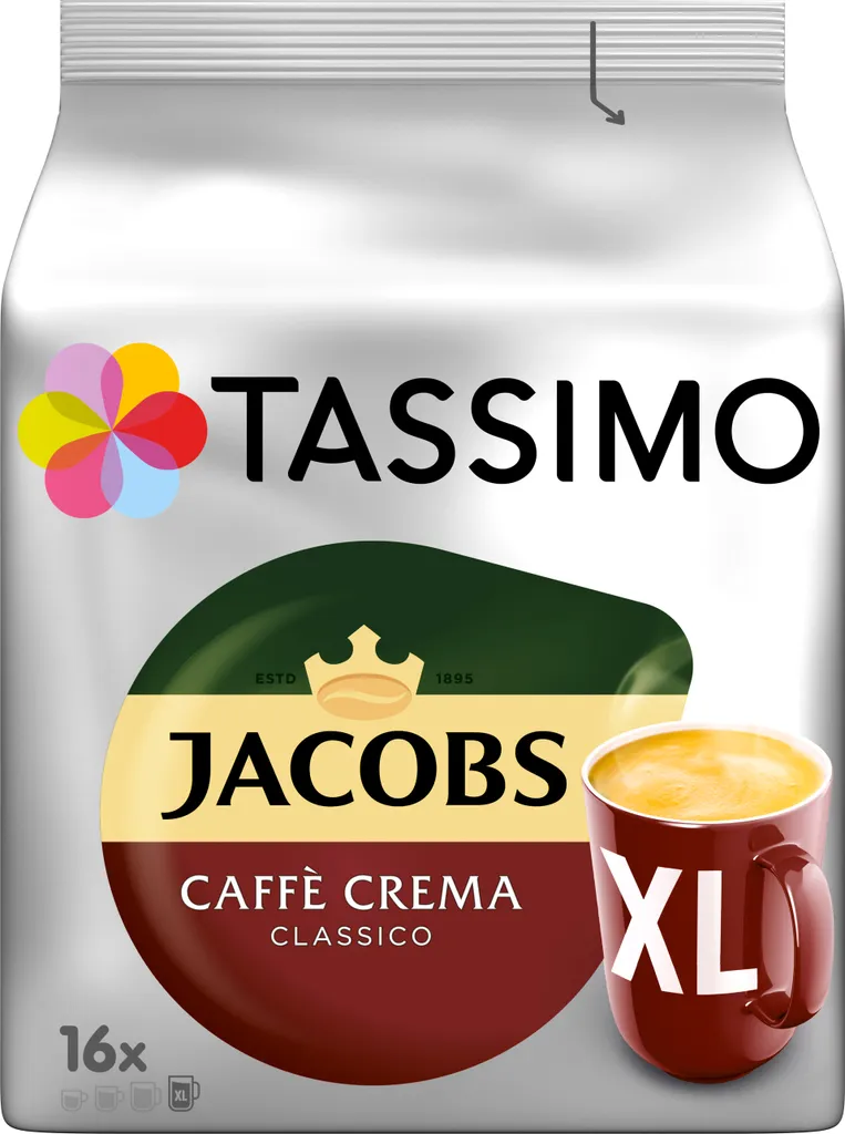 Tassimo Jacobs Caffè Crema Classico XL | 16 T discs, coffee capsules