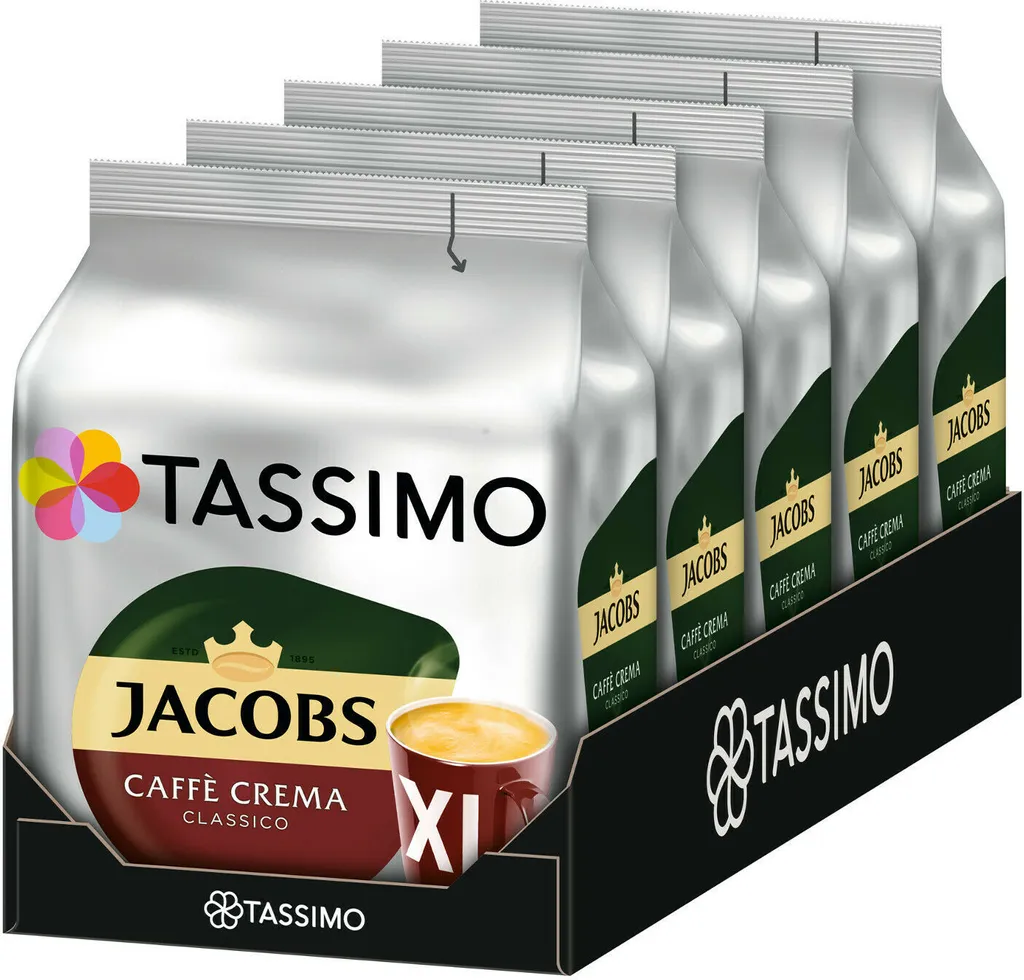 Tassimo Jacobs Caffè Crema Classico XL | 5 packs of 16 T discs each