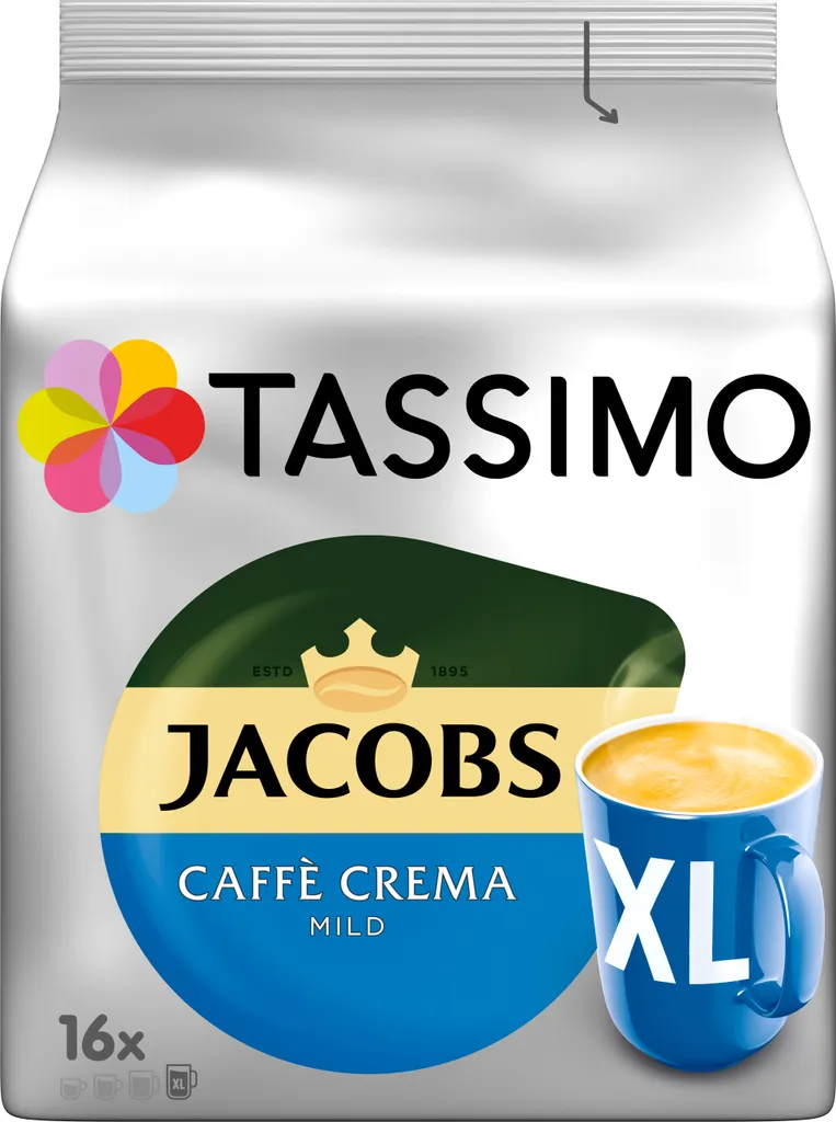Tassimo Jacobs Caffè Crema mild XL | 16 T-Discs, Coffee Capsules