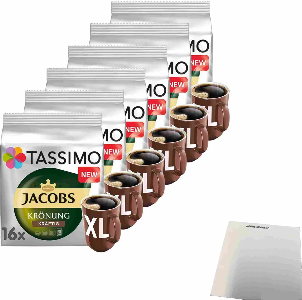 Tassimo Jacobs Krönung XL Strong 6-pack (6x144g pack) + usy block