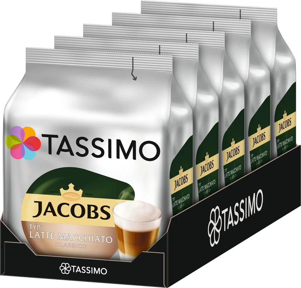 TASSIMO Jacobs Type Latte Macchiato Classico T Discs Capsule 5 x 8 drinks)