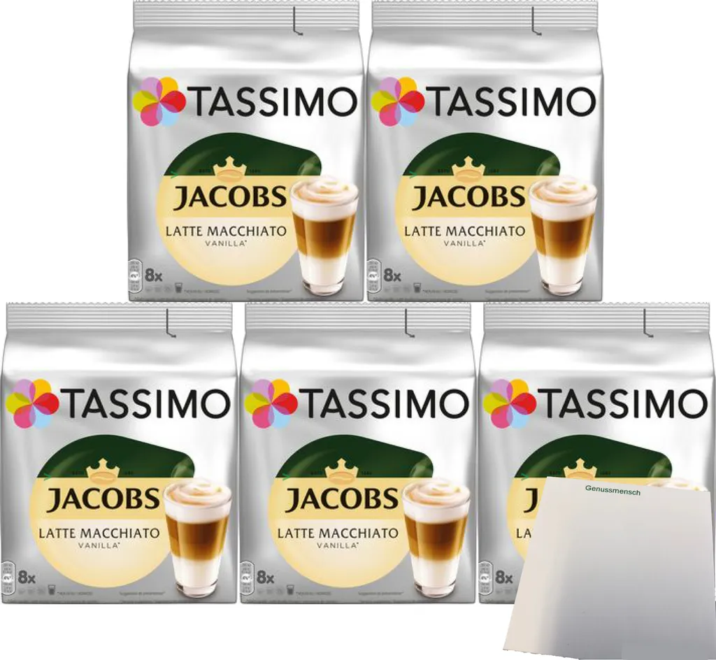 Tassimo Jacobs Type Latte Macchiato Vanilla 5-pack (5x268g pack) + usy block