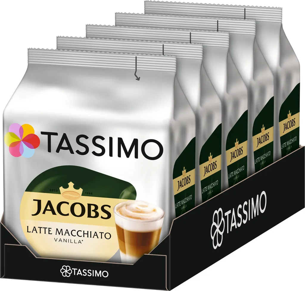 TASSIMO Jacobs Type Latte Macchiato Vanilla 5-pack T Discs Capsules 5x8 Drinks