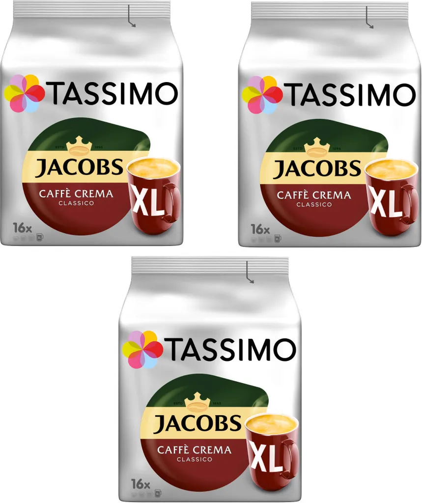 TASSIMO capsules Jacobs Caffè Crema Classico XL aromatic T Discs 3x 16 drinks