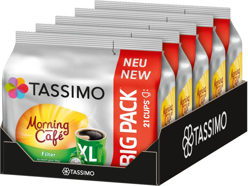 TASSIMO Capsules Morning Café Filter XL T Discs 5 x 21 Drinks Coffee Capsules