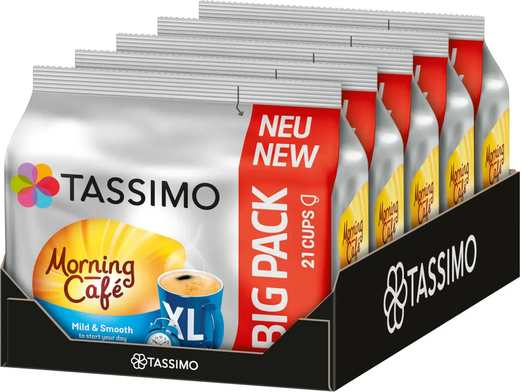 TASSIMO Capsules Morning Café XL T-Discs Mild & Smooth 5 x 21 - 105 Drinks