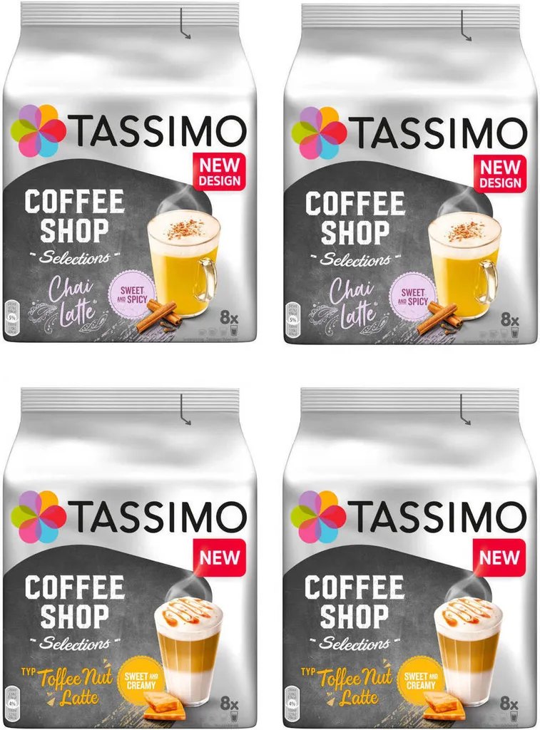 TASSIMO Capsules T-Disc Coffee Shop Selections Chai| Toffee Nut Latte 48 Drinks