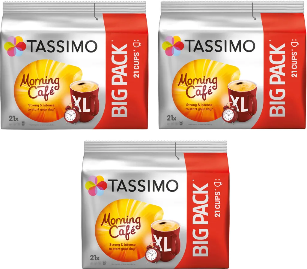 TASSIMO capsules T-Discs Morning Café XL Big Packs intense 3x 21 coffee capsules