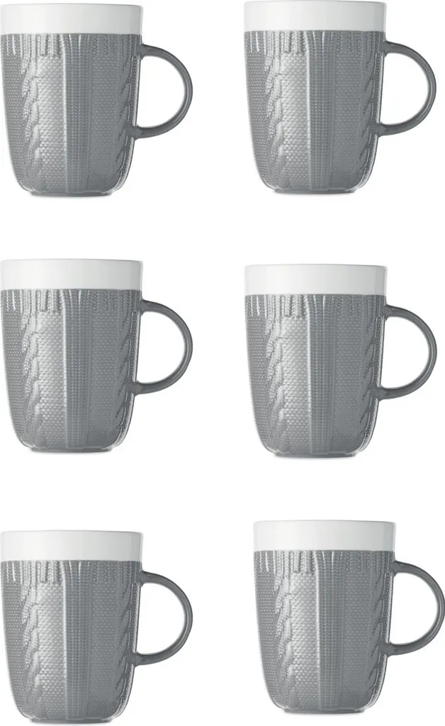 Tassimo Morning Café XL filter - in a big pack, plus 6 cups of 310 ml. Ø9 x 12 cm ceramic coffee cup with a knitted look.