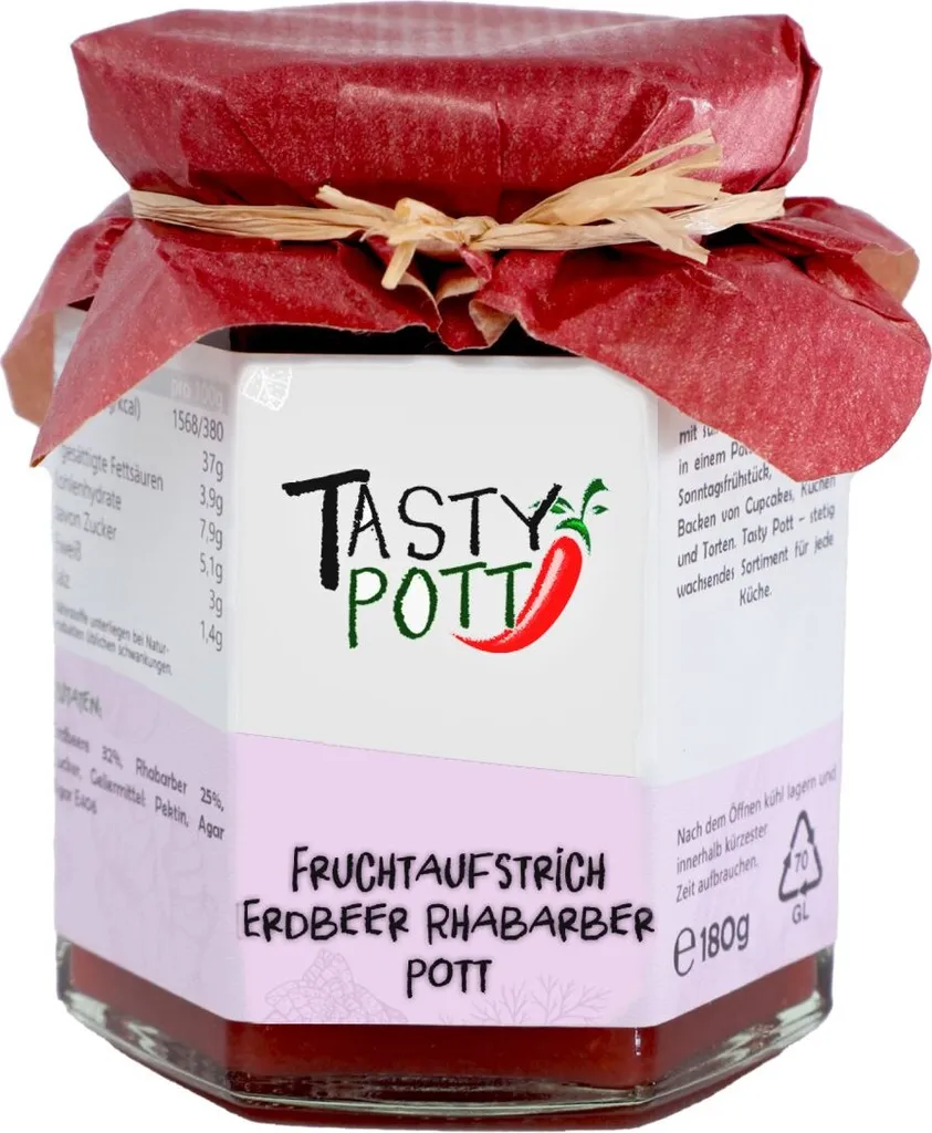 Tasty Pott Fruchtaufstrich Auswahl Erdbeer Rhabarber Pott