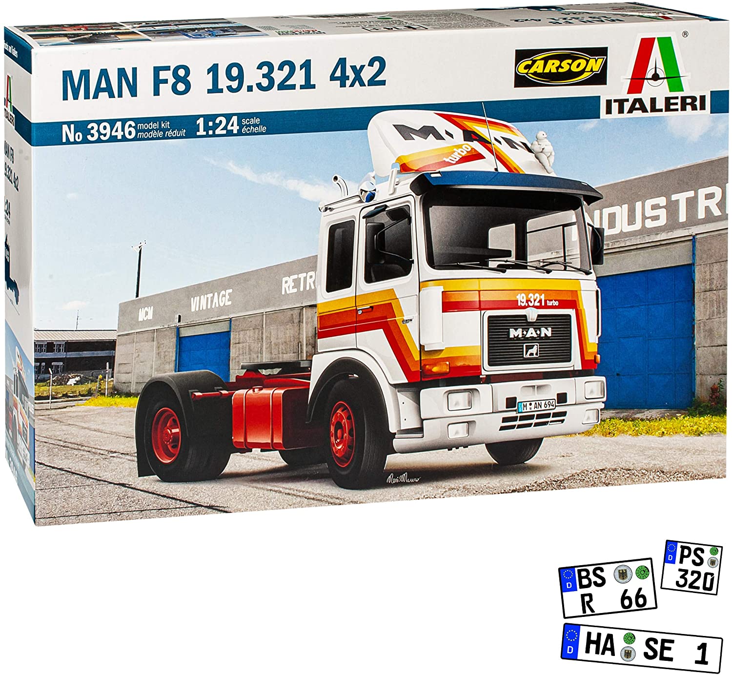 New Man F8 19.321 4X2 White Tractor Truck 3946 Kit Kit 1/24 Italieri Model 