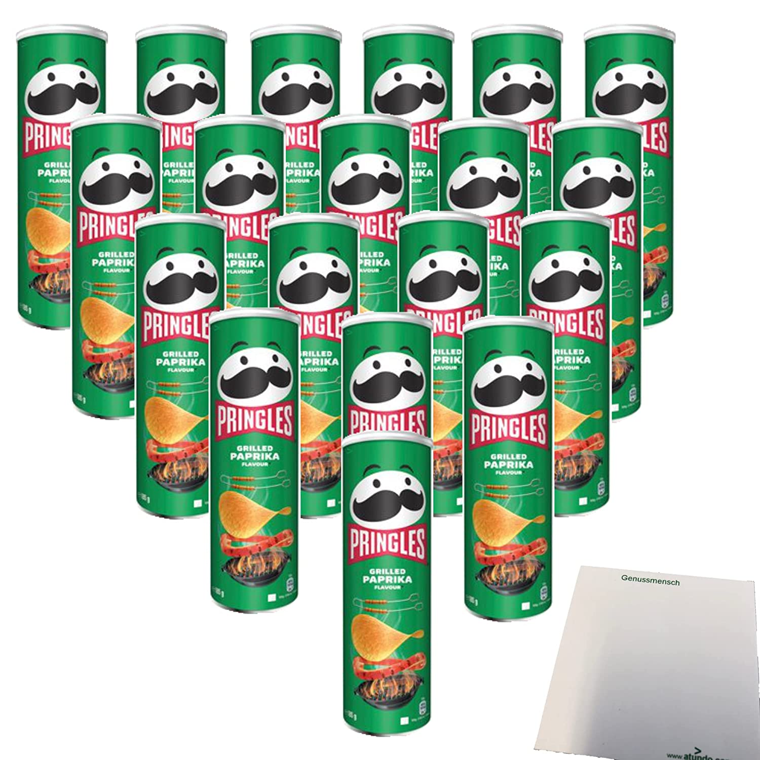 Pringles Grilled Paprika Flavour 19er Pack (19x185g Packung) + usy Block