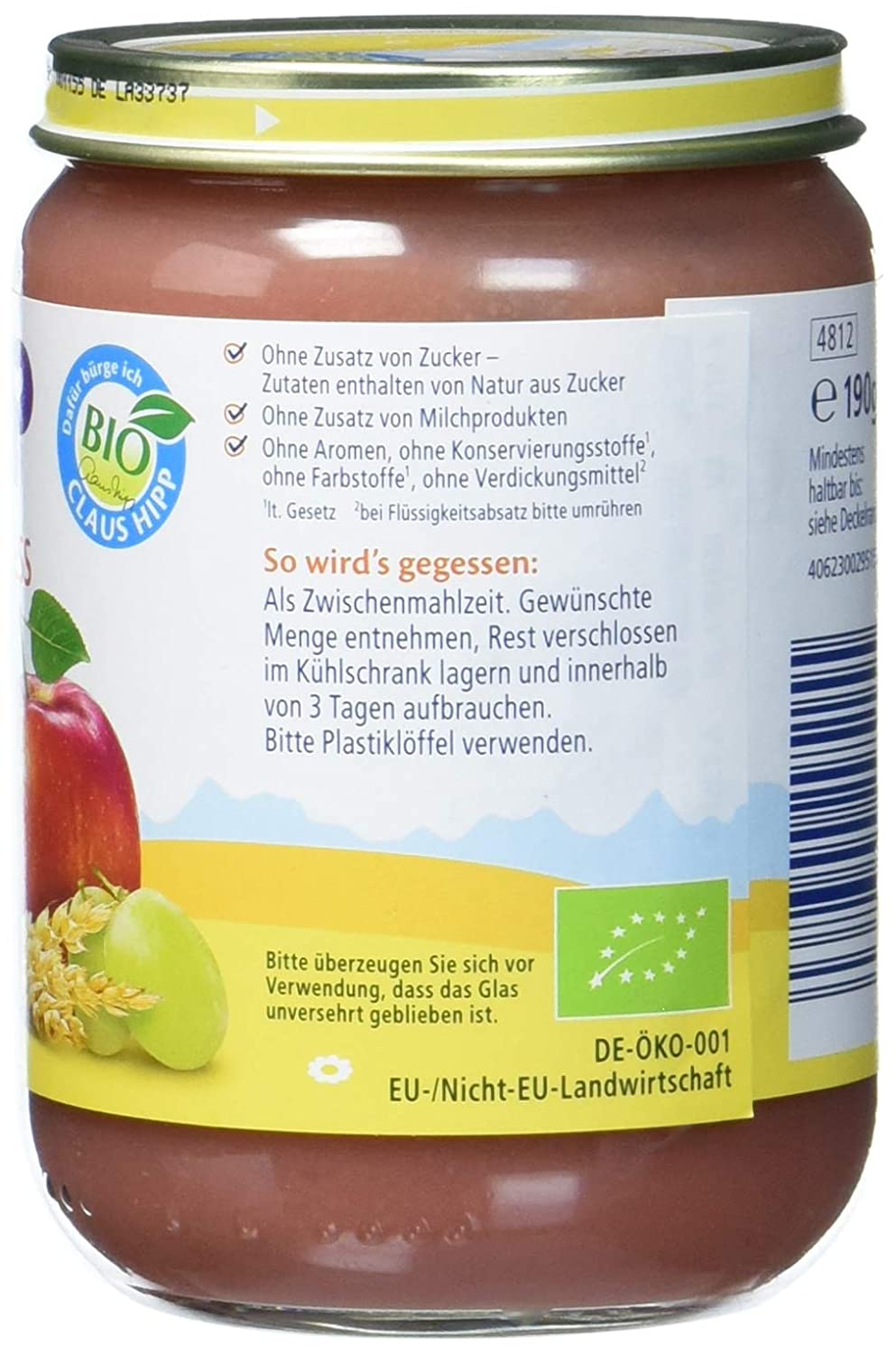 HiPP Frucht und Babygrieß Erdbeeren in Apfel-Grieß, 190 g
