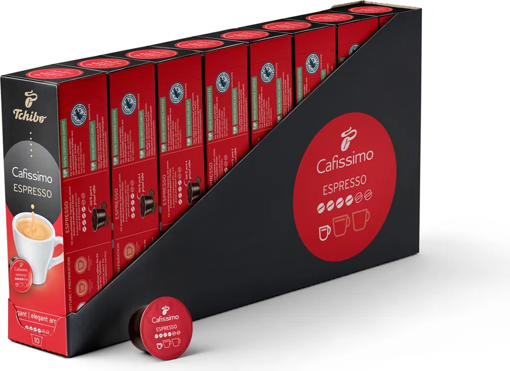 Tchibo Cafissimo Espresso elegant capsules, 80 pieces (8 x 10 capsules)
