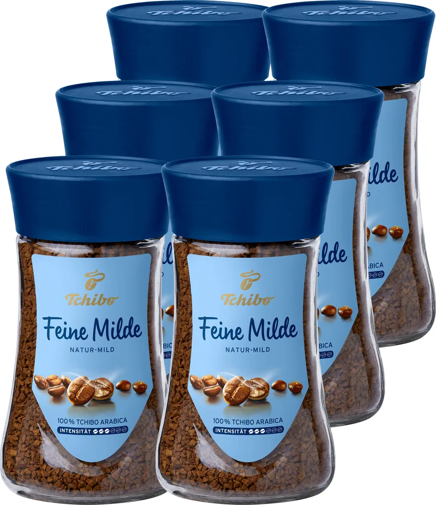 Tchibo Feine Milde Instantkaffee Vorratspack Maxipack, 600g – 6x 100g, löslicher Bohnenkaffee, koffeinhaltig