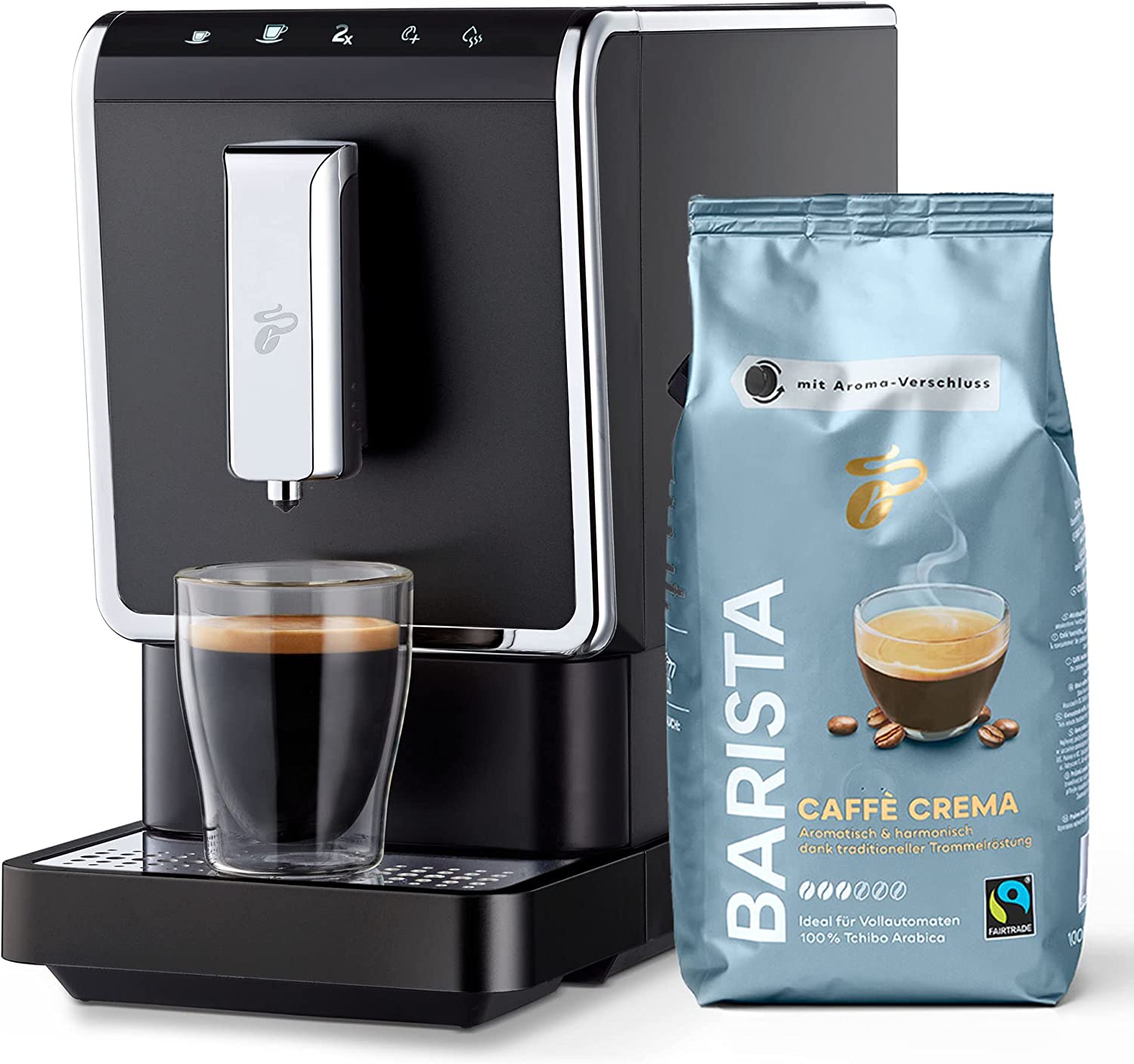 Tchibo Esperto Caffè 1.1 fully automatic coffee machine incl. 1 kg Barista Caffè Crema for Caffè Crema and Espresso, Anthracite