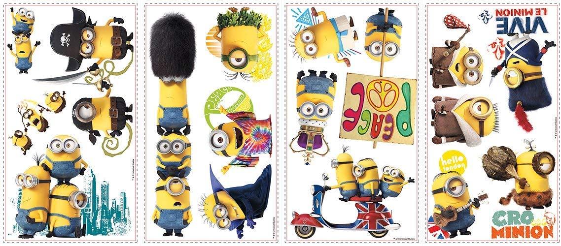 Minions The Movie Deluxe Peel And Stick Wall Decals, 16 Count