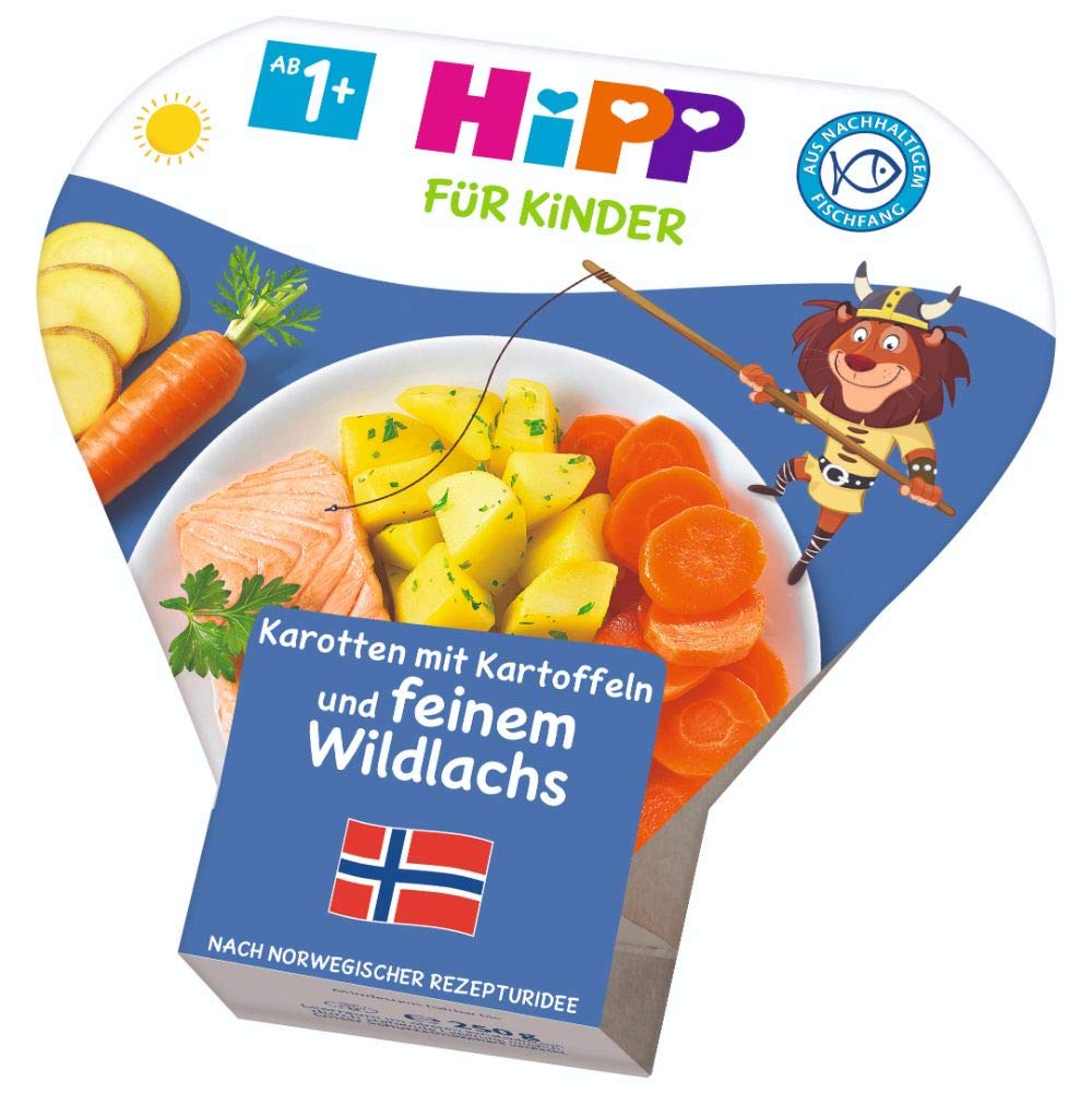 HiPP Kinder-Teller Karotten mit Kartoffeln und feinem Wildlachs, 1er Pack (1 x 250 g)