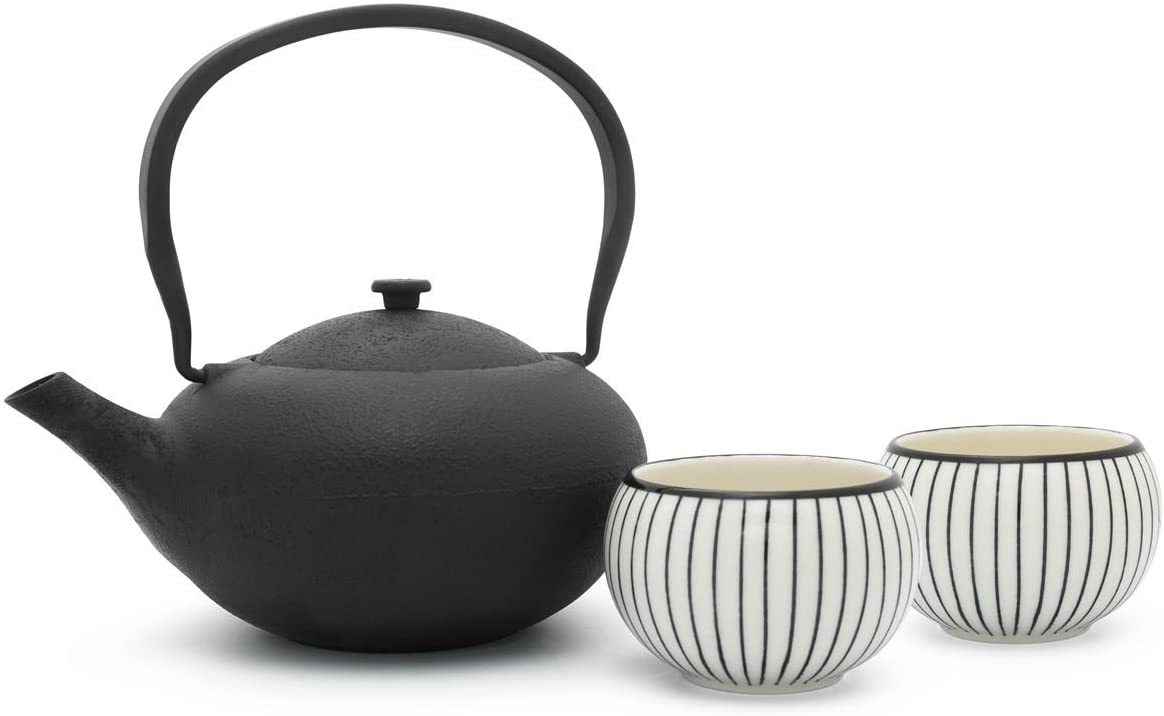 Bredemeijer Teapot Set 3-Piece Cast Iron 1 Litre with Porcelain Tea Cup