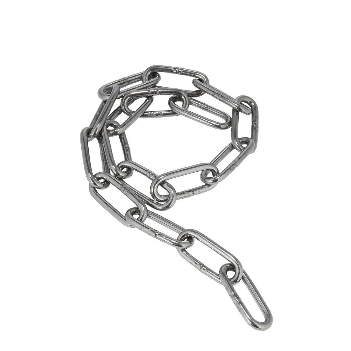 Tecklenborg Kegel GmbH V4A Stainless Steel Chain, 20.0 Metres, 6 mm Material Thickness, 312.5 kg Maximum Load, Long Links, Rustproof, Polished, Similar to DIN763
