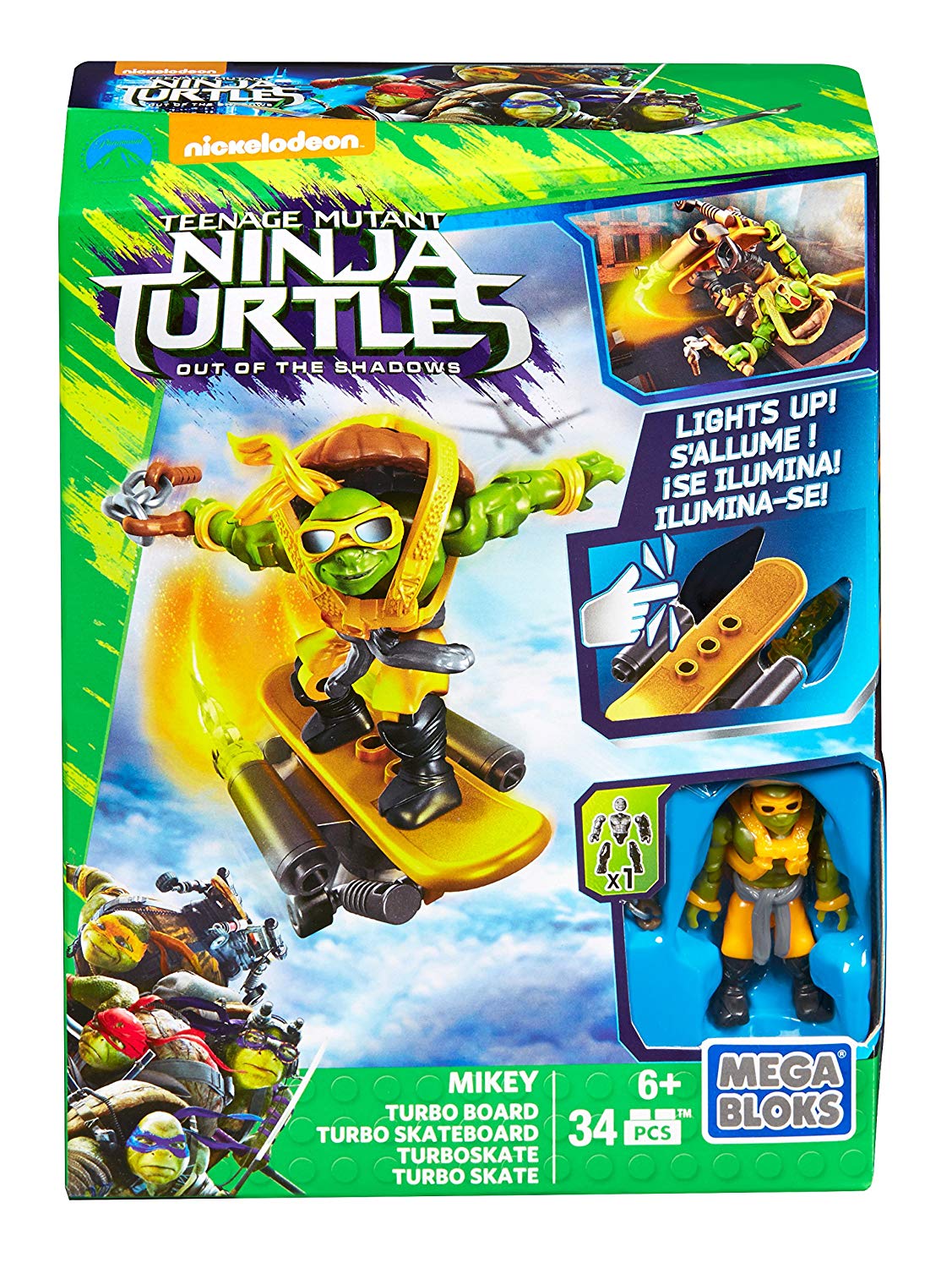 Mega Bloks Teenage Mutant Ninja Turtles Mikey Turbo Skateboard Assort A