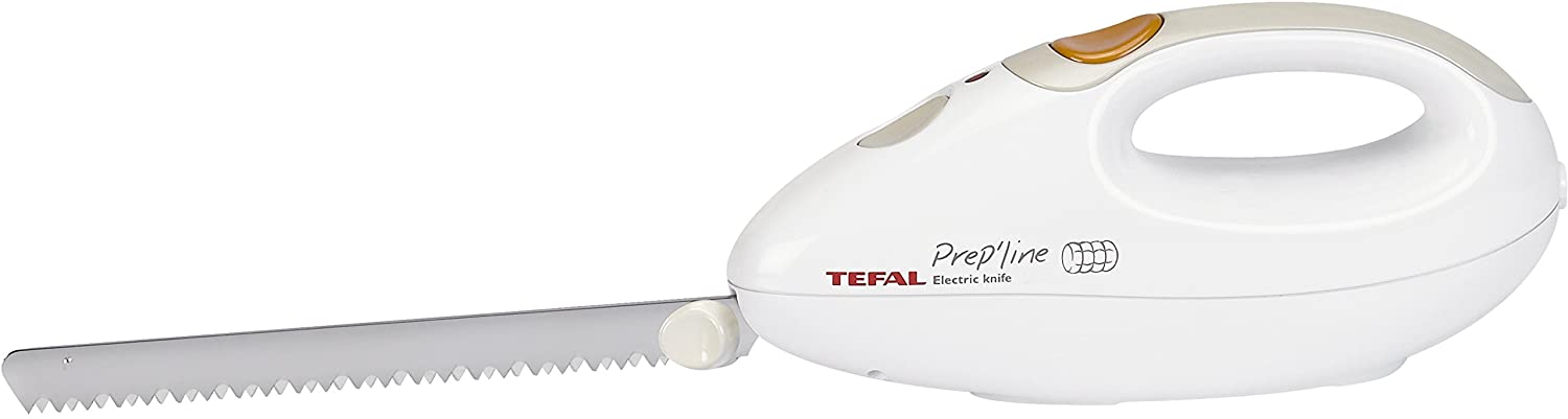 Tefal 8523.31 electric knife (100 watt, stainless steel blade, suitable for frozen goods) white / greige