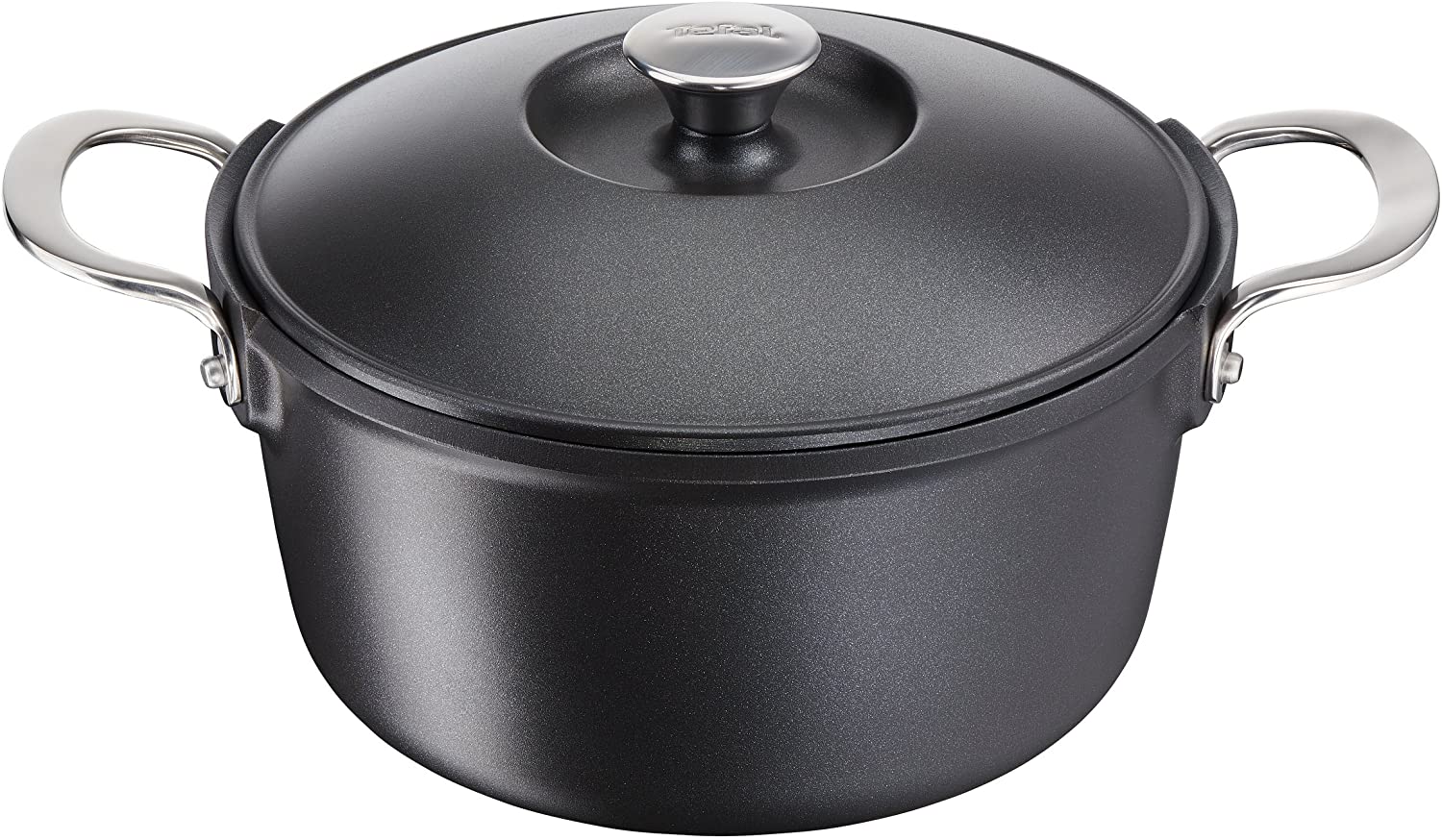 Tefal E2157014 Aroma Aluminium 4.8 L Suitable for All Cookers, Cast Iron Induction Casserole Dish, Black