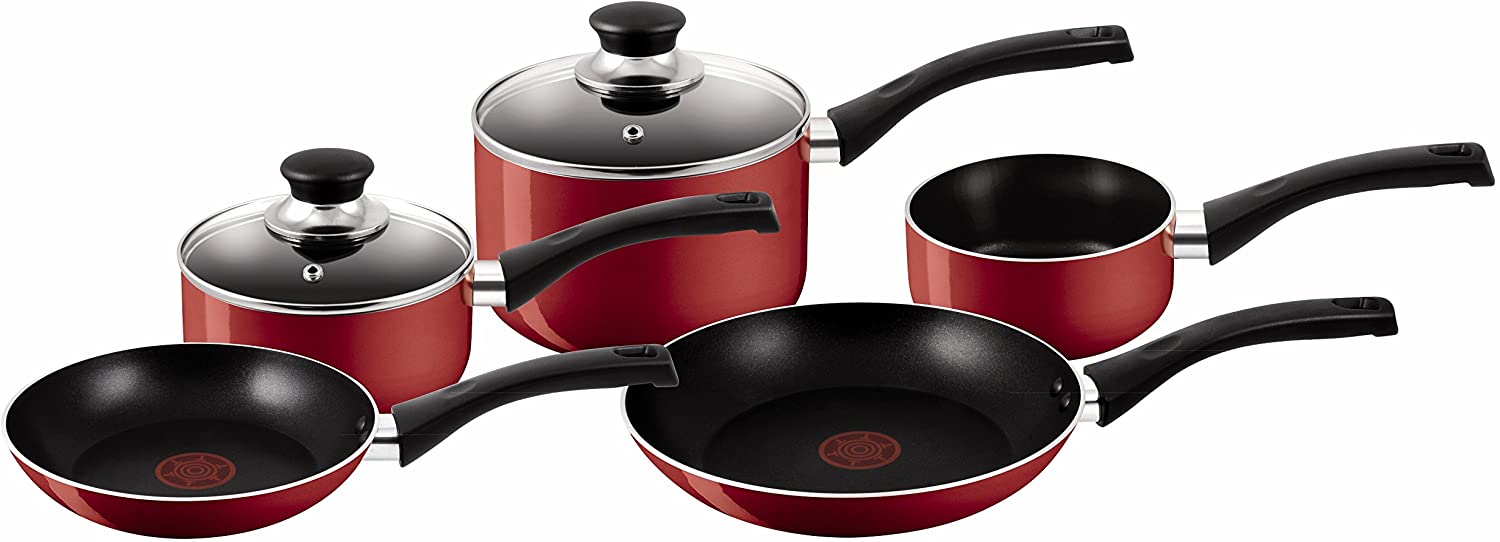 Tefal Bistro 5-Piece Cookware Set - Red